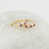 Pink Tourmaline 3mm Round Gemstone Solid Silver Hoop Earring - Hoop Earrings - Gold Plated Earrings - Gift For Her - Gift for Wife